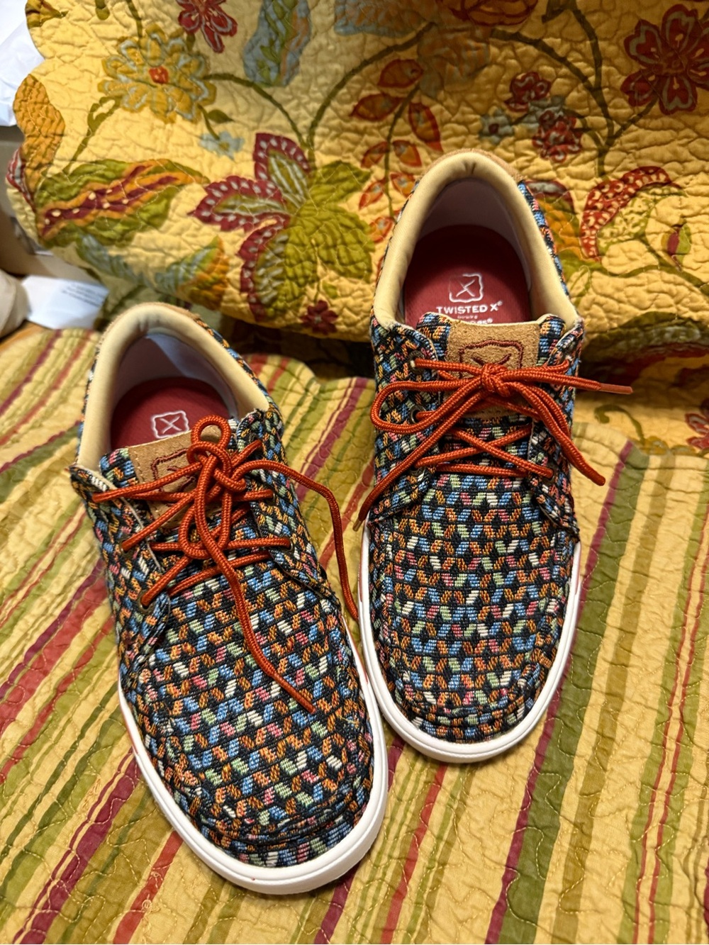Twisted X Women's Multicolor Woven Flats with Orange Laces